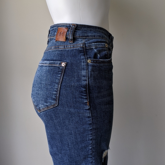 Mango High Waist Straight Leg Distressed Jeans 24 - Picture 7 of 14